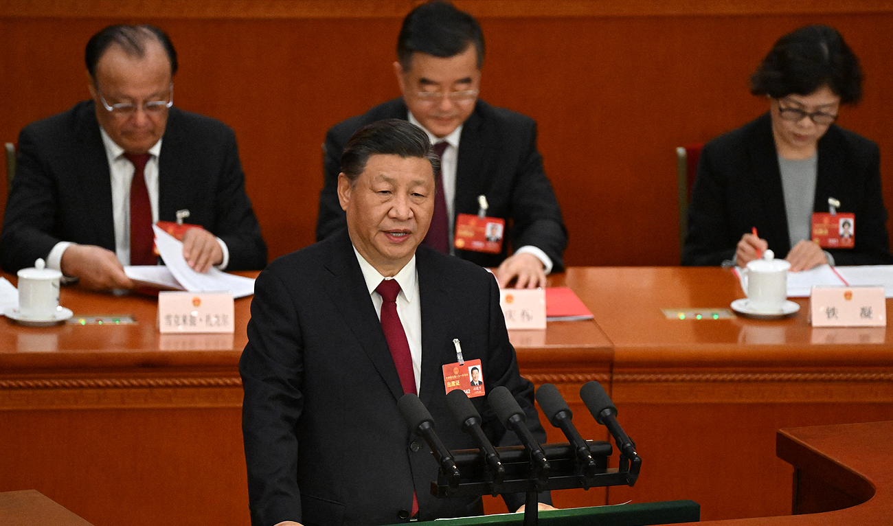 China's President Xi Jinping speaks during the closing session of the National People's Congress (NPC) at the Great Hall of the People in Beijing on March 13, 2023. (Photo courtesy: AFP/File)