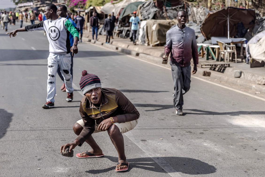 People also set tires ablaze while police used water cannon to disperse protesters in Nairobi’s biggest slum Kibera, above, a bastion of opposition leader Raila Odinga. (AFP)