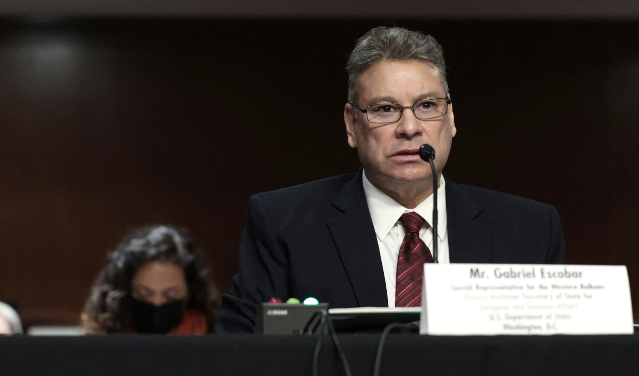 Gabriel Escobar, deputy assistant secretary for the US Department of State’s Bureau of European and Eurasian Affairs, speaks during a hearing with the Senate Foreign Relations subcommittee on Europe and Regional Security Cooperation on February 16, 2022 in Washington, DC. (AFP/File)