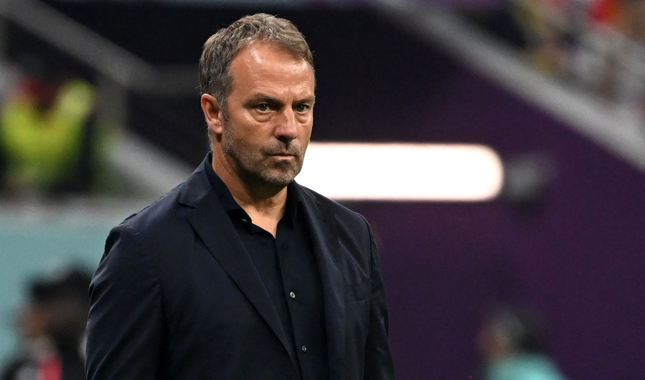 Germany's coach Hans-Dieter Flick watches the Qatar 2022 World Cup Group E football match against Costa Rica at the Al-Bayt Stadium in Al-Khor, north of Doha on December 1, 2022. (AFP/File)