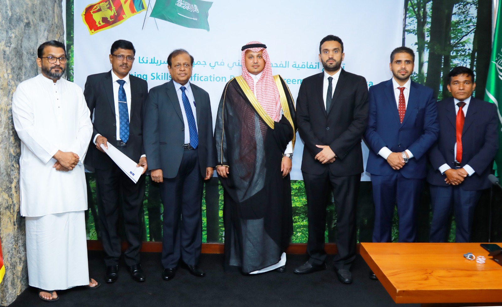 audi and Sri Lankan officials attend a signing ceremony for the Skill Verification Program in Colombo on March 21, 2023. (Embassy of Saudi Arabia in Colombo)