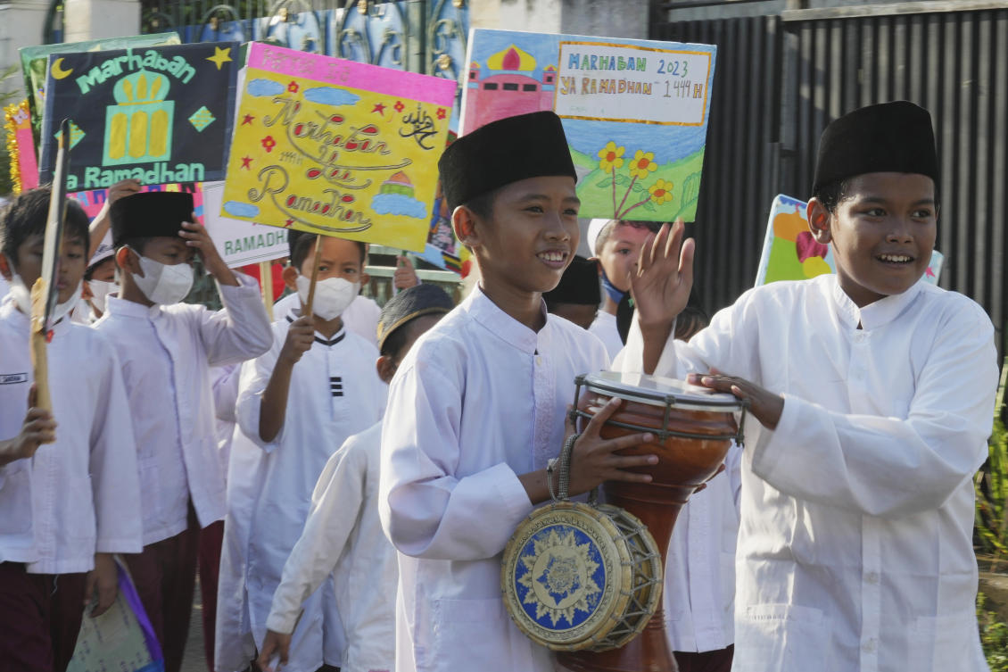 Muslims in Indonesia are gearing up to celebrate the holy month of Ramadan with colorful torchlight street parades, cleaning relatives’ graves and sharing meals with family and friends. (AP)