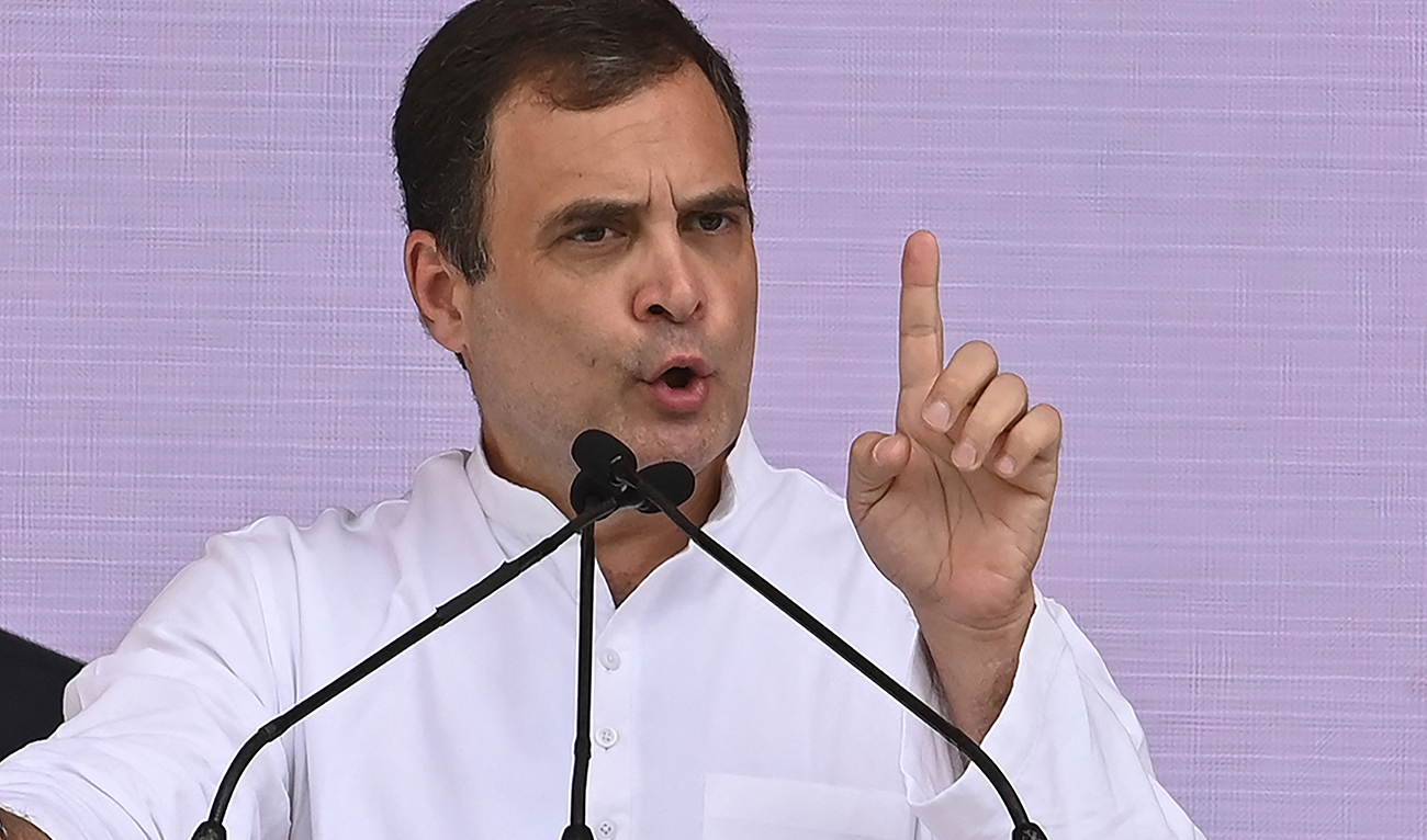 Congress party leader Rahul Gandhi addresses a rally against inflation and price rise of other essential commodities at the Ramlila grounds in New Delhi on September 4, 2022. (AFP/FILE)