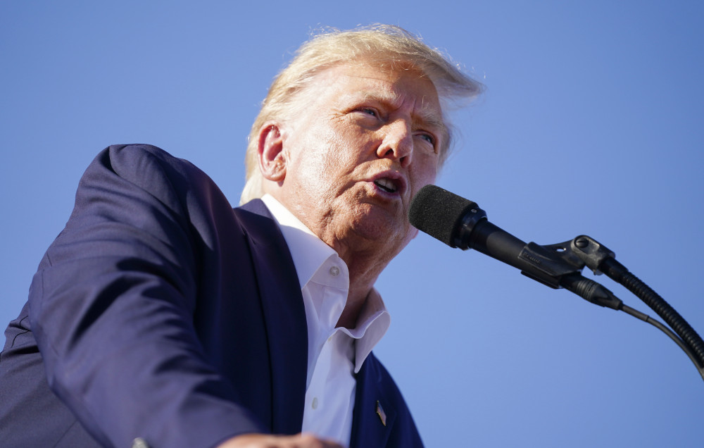 Former President Donald Trump speaks at a campaign rally at Waco Regional Airport, Saturday, March 25, 2023, in Waco, Texas. (AP)