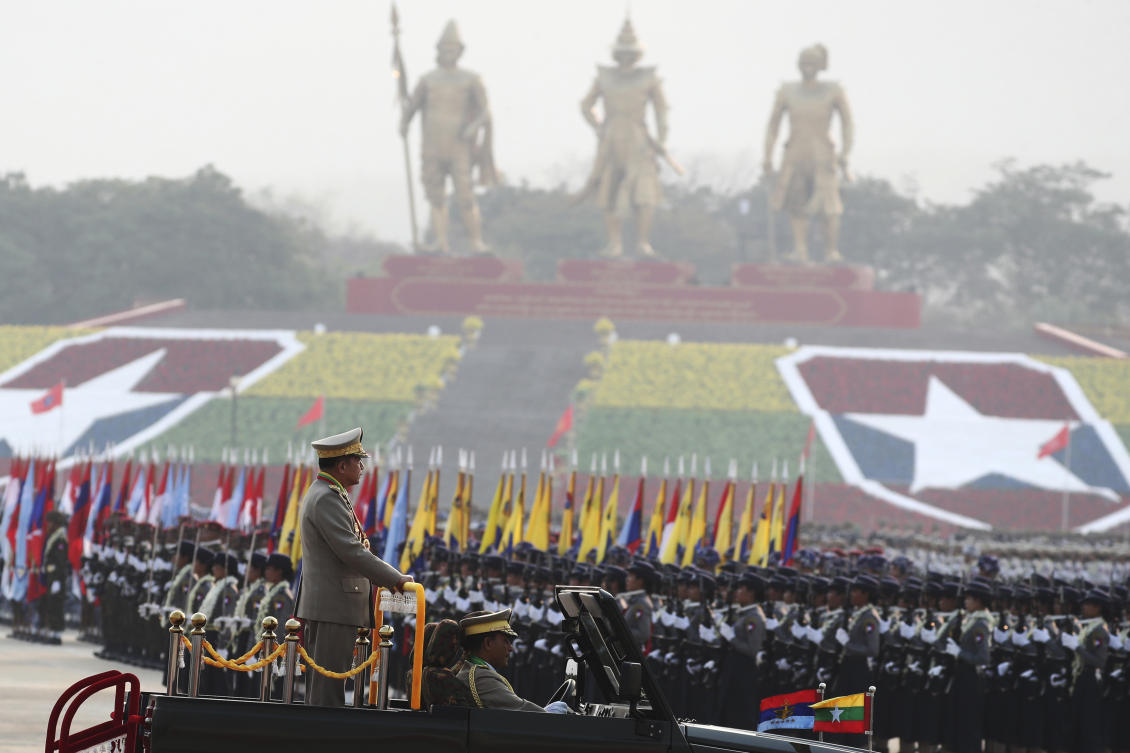 Myanmar’s junta chief Min Aung Hlaing said that a ‘free and fair elections’ would be held upon the completion of the state of emergency. (AP)