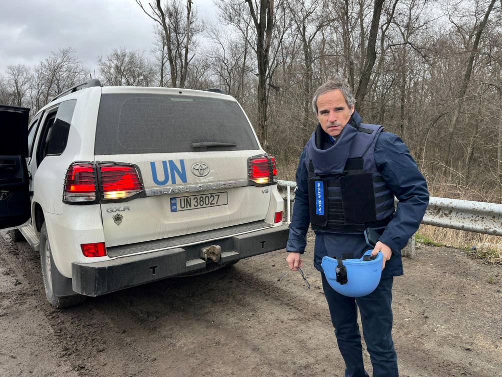 International Atomic Energy Agency (IAEA) Director General Rafael Grossi is seen on his way to Zaporizhzhia Nuclear Power Plant, amid Russia’s attack on Ukraine, in Zaporizhzhia region, Ukraine on Mar. 29, 2023. (Reuters)