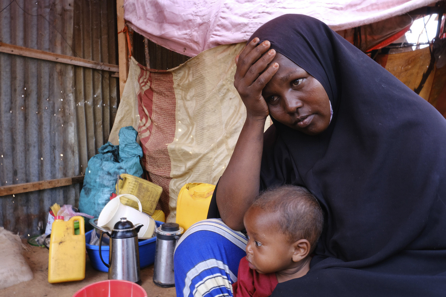 Hadiiq Abdulle Mohamed speaks during an interview with AP at an internally displaced people camp on the outskirts of Mogadishu, Somalia. (AP)