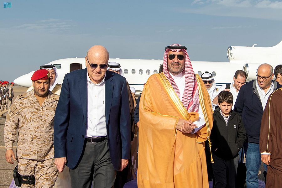 Lebanon’s Prime Minister Najib Mikati arrives in Madinah on Wednesday. (SPA)