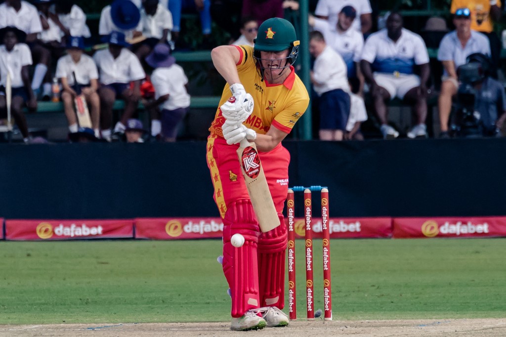 Zimbabwe’s Gary Ballance plays a shot during the first T20 international cricket match between Zimbabwe and Ireland at the Harare Sports Club in Harare on Jan. 12, 2023. (AFP)