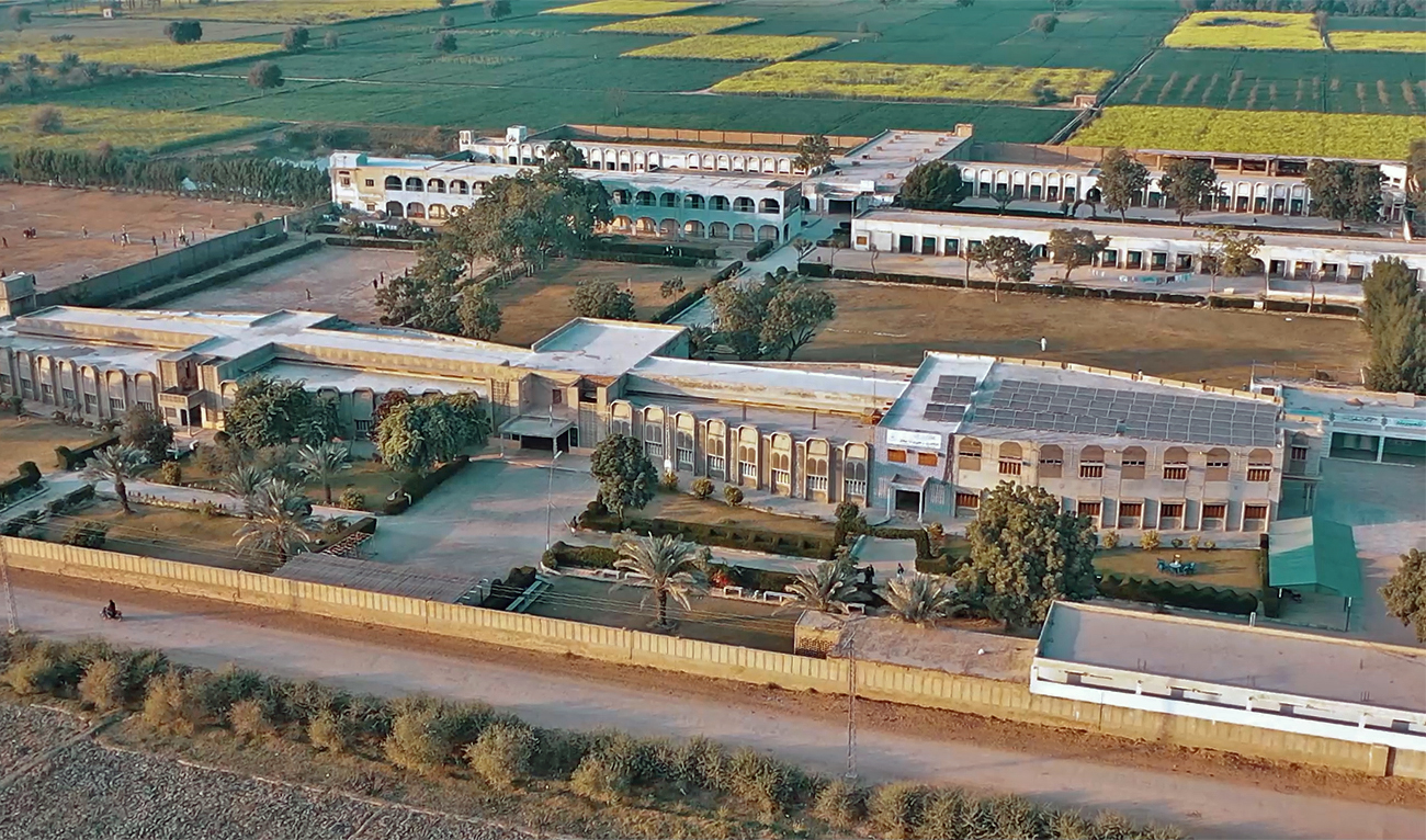 The aerial image taken on March 26, 2023 shows the Jamia-Tul-Uloom-il-Islamia seminary in Hala, southern Pakistan. (AN Photo)