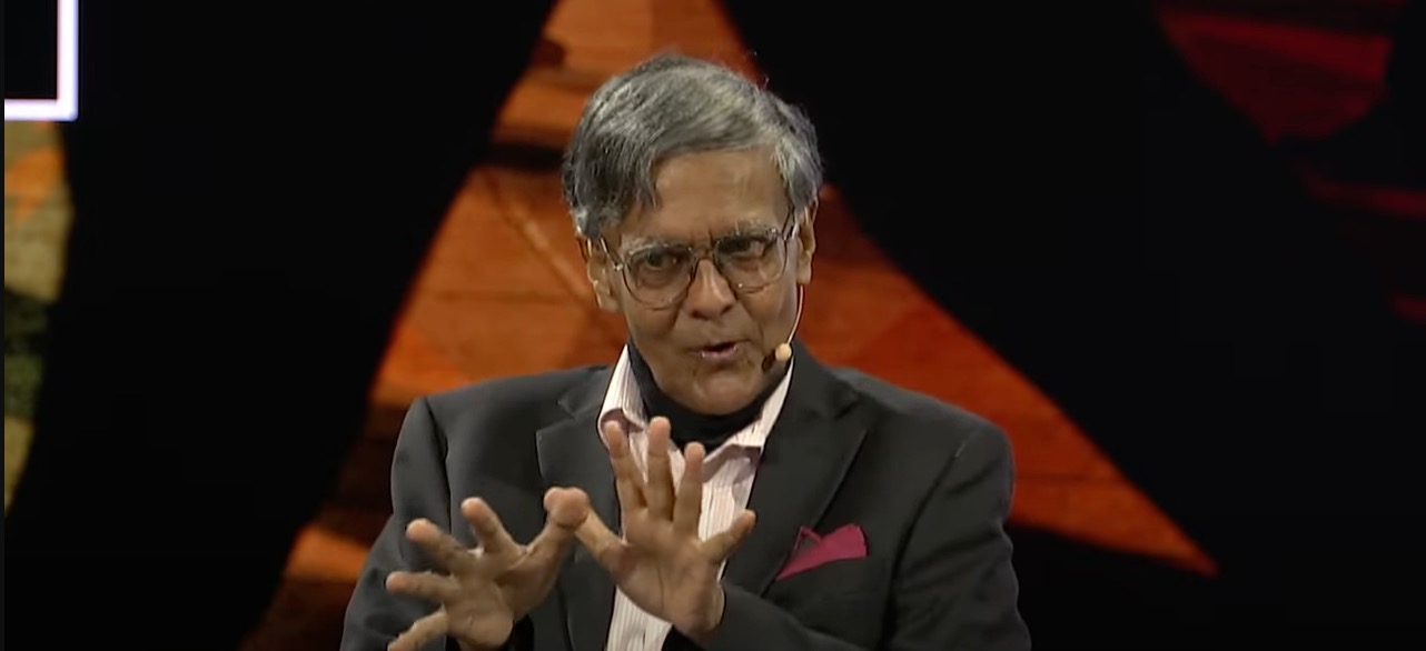 Prof. Mohan Munasinghe, founder and chairman of the Munasinghe Institute of Development, at the FII Priority conference on Thursday. (Screenshot/FII Priority)