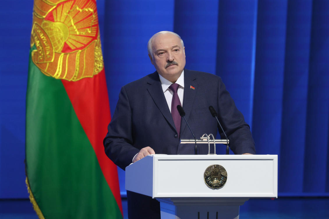 Belarusian President Alexander Lukashenko delivers a state-of-the nation address in Minsk, Belarus. (File/AP)