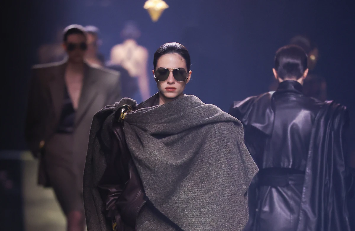 French Algerian model Loli Bahia hit the runway at the Saint Laurent show in Paris. (Getty Images)