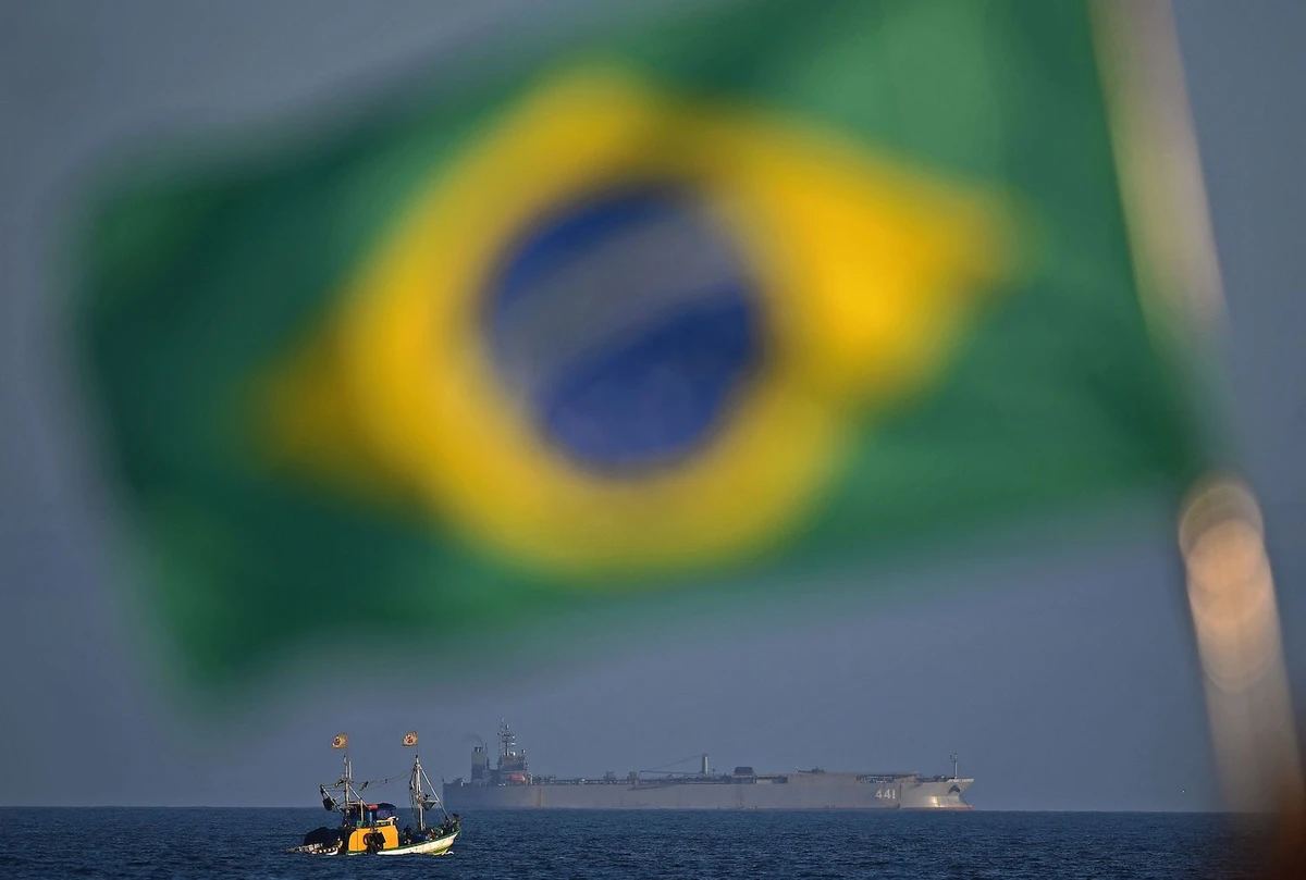 View of the Iranian military ship Iris Makran off the coast of Rio de Janeiro in Rio de Janeiro, Brazil, on February 27, 2023. (AFP)