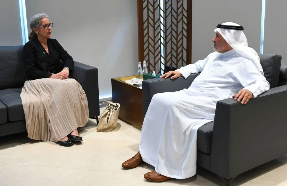 KSrelief Supervisor General Dr. Abdullah Al-Rabeeah with Swedish Ambassador Petra Menander. (Supplied)