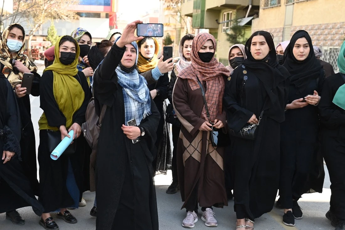 Afghan women staged protests for their rights to mark International Women’s Day, in Kabul on March 8, 2023. (AFP)