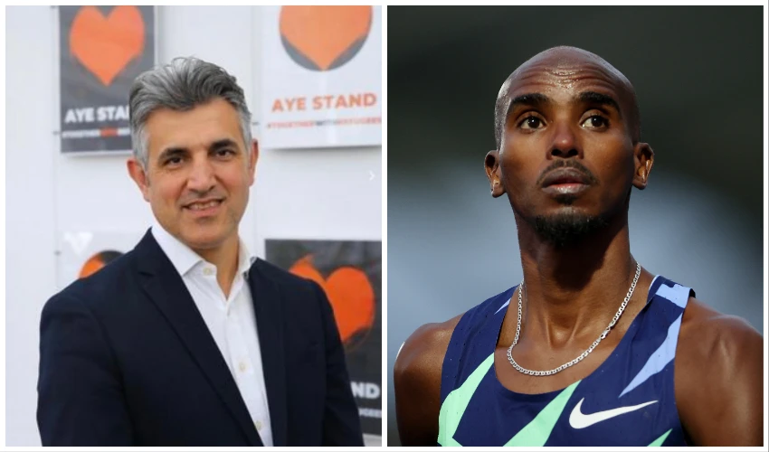Sabir Zazai, who heads the Scottish Refugee Council, and Somalian-born, Olympic-winning runner Mo Farah. (Twitter/Reuters/File Photos)