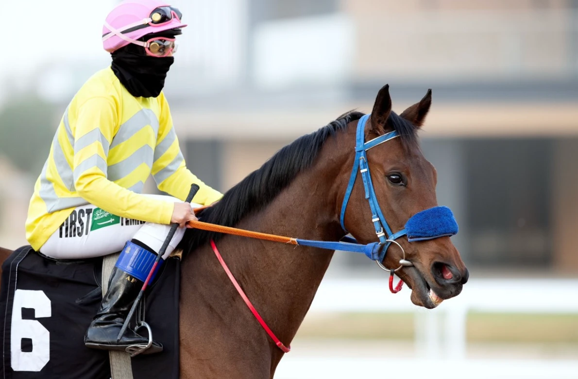 Amal bint Faisal became the first Saudi Arabian woman to compete as a licensed jockey in the Kingdom, with her first ride resulting in a fourth-placed finish. (Supplied/JCSA)