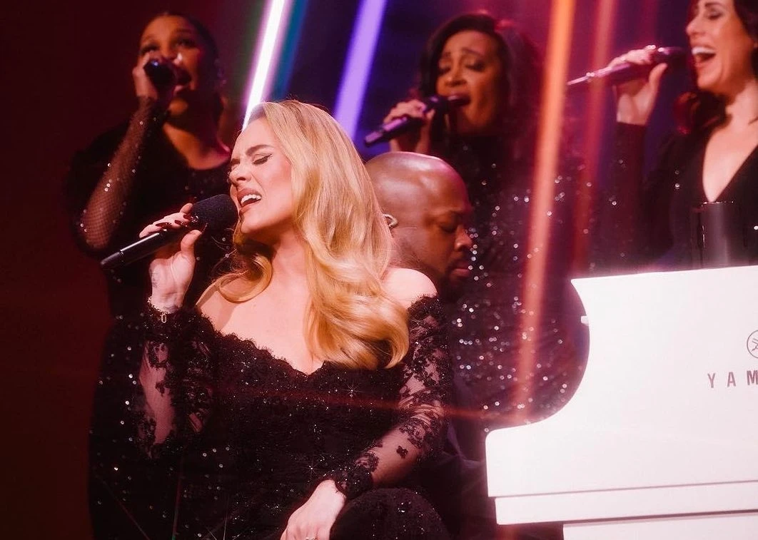 Adele in a Zuhair Murad gown. (Instagram)