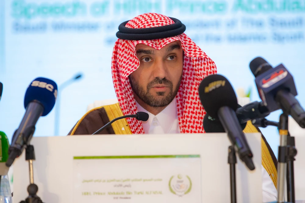 Prince Abdulaziz Bin Turki Al-Faisal, president of the Islamic Solidarity Sports Federation, chaired the organization's extraordinary general assembly. (Supplied)