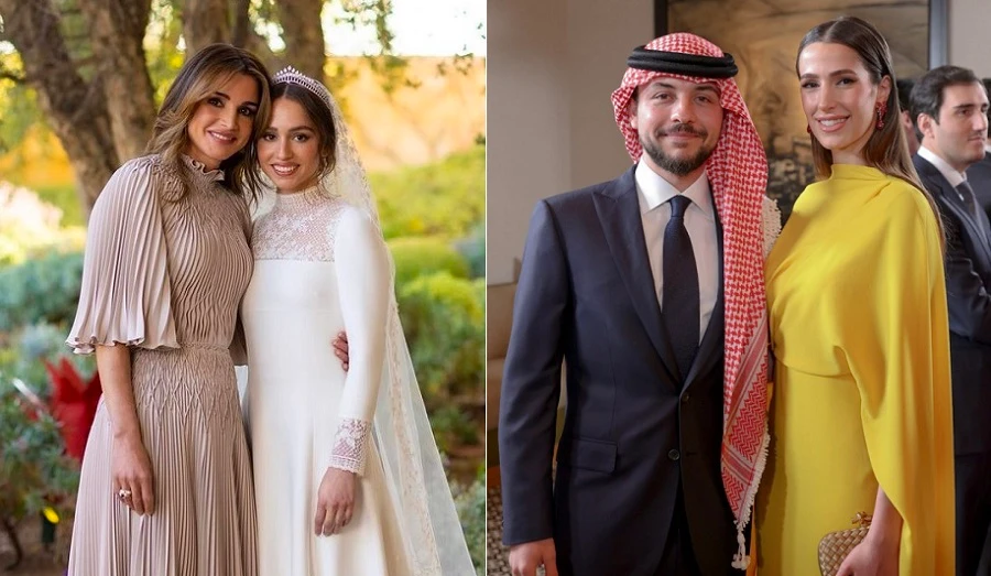 Princess Iman and Queen Rania chose Dior (left) while Rajwa Al-Saif opted for a Roksanda dress. (Instagram)