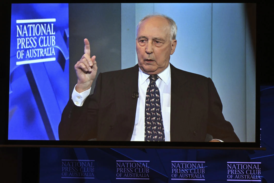 Former Australian prime minister Paul Keating also mocked the cost of the deal, which was estimated between $178 billion and $245 billion over three decades. (AAP Image via AP)