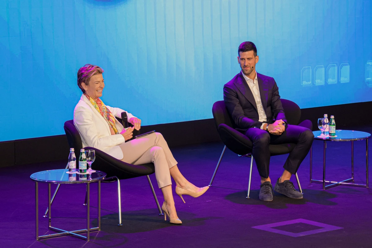 World No. 1 men’s tennis player Novak Djokovic in a conversation with Becky Anderson, managing editor at CNN Abu Dhabi & Anchor, at the Museum of the Future. (Supplied)
