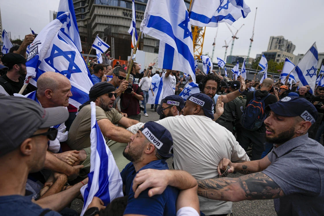 Israelis have protested non-stop against plans by Prime Minister Benjamin Netanyahu’s government to overhaul the judicial system. (AP)