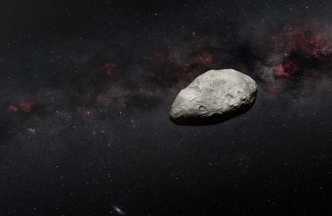 A grey, irregularly-shaped asteroid, rocky objects that often pass safely past Earth. A large asteroid will safely zoom between Earth and the Moon on March 25, 2023, a once-in-a-decade event that will be used as a training exercise for future planetary defence efforts, the European Space Agency said (AFP)