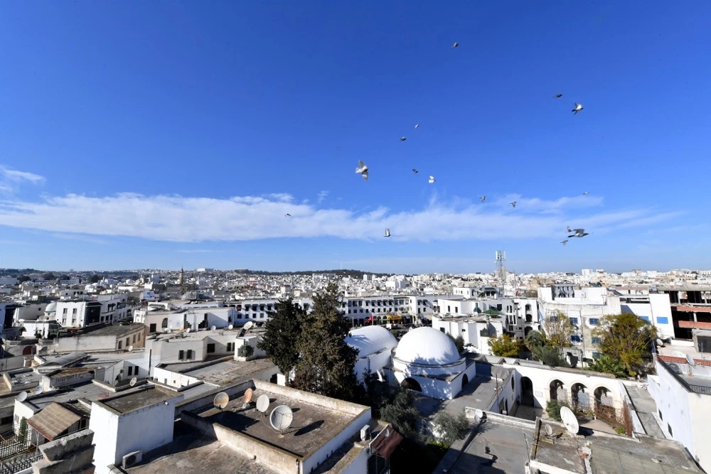 An aerial picture of Bab Souika district in Tunis. (AFP)