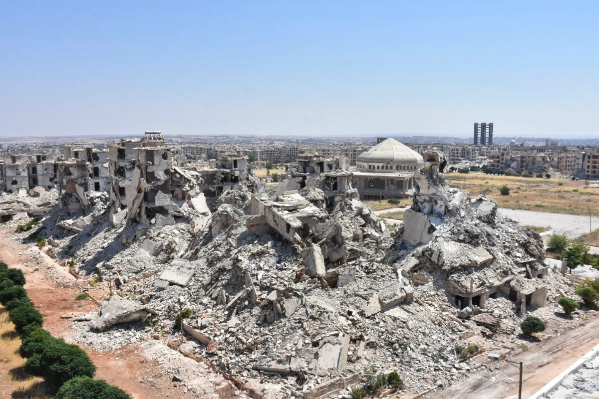 A general view shows al-Zahraa neighborhood of Aleppo destroyed following years of conflict in Syria. (AFP file)