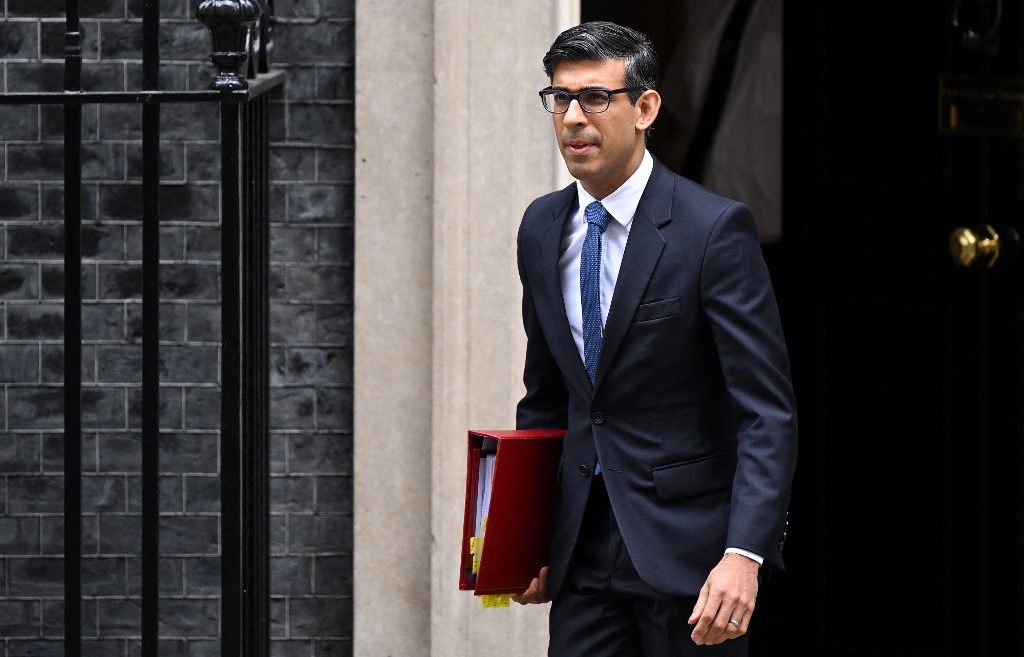 Rishi Sunak will face his first major electoral challenge as UK Prime Minister on May 4 (File/AFP)