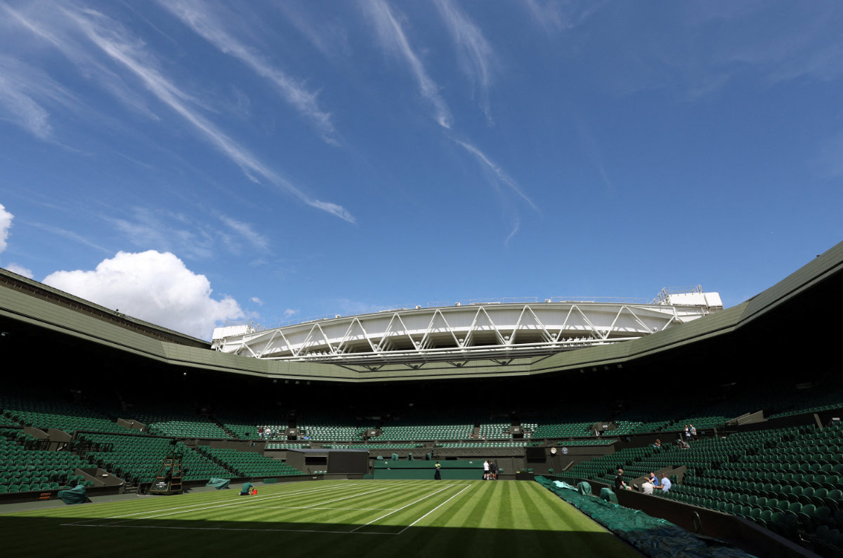 General view of the All England Lawn Tennis and Croquet Club's center court ahead of Wimbledon. (REUTERS/File Photo)