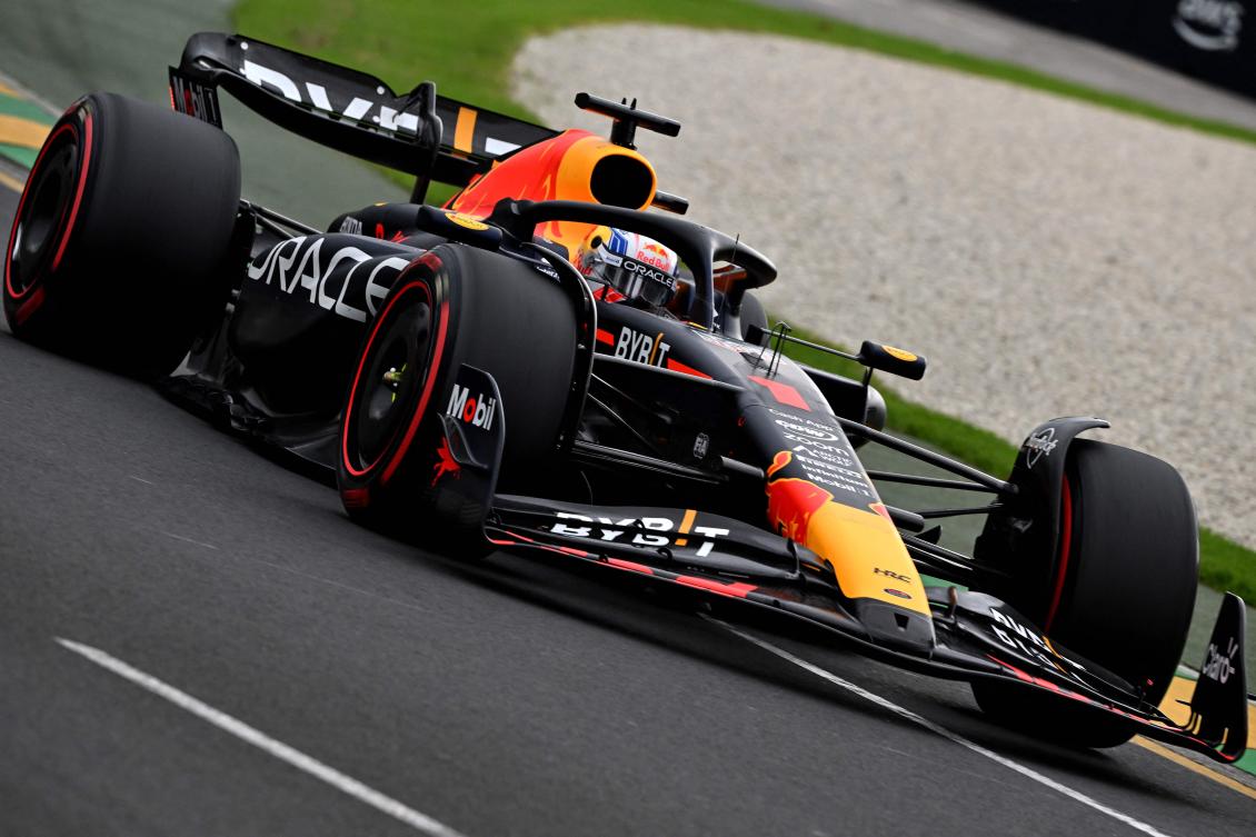 Red Bull Racing's Dutch driver Max Verstappen competes during the qualifying round of the 2023 Formula One Australian Grand Prix at the Albert Park Circuit in Melbourne. (AFP)