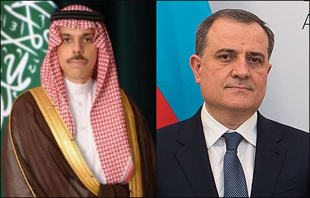 Saudi Foreign Minister Prince Faisal bin Farhan holds a phone call with his Azerbaijani counterpart Jeyhun Bayramov. (File/SPA/Wikipedia)