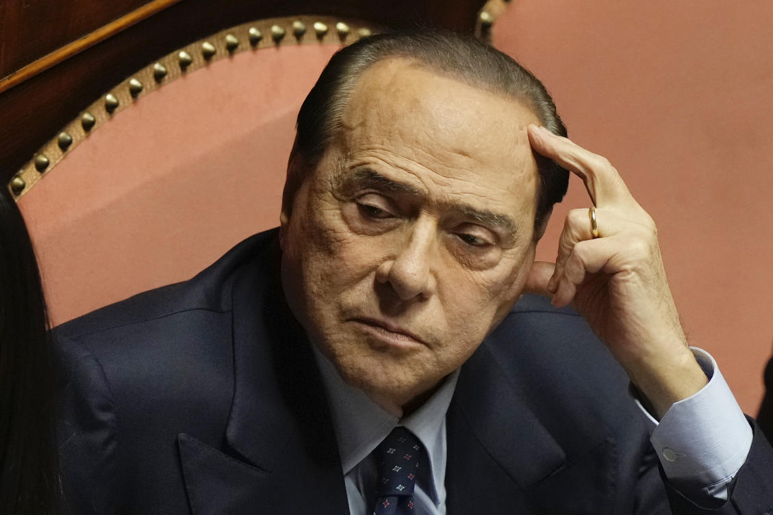 Former Italian Premier Silvio Berlusconi was hospitalized on Apr. 5, 2023, with apparent respiratory problems, Italian media reported. (AP)