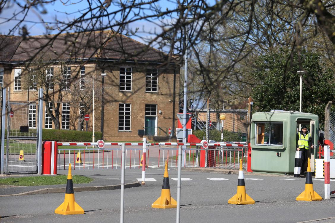RAF Scampton, where the British government has announced it could house asylum seekers, is pictured north of Lincoln, eastern England on Apr. 3, 2023. (AFP)