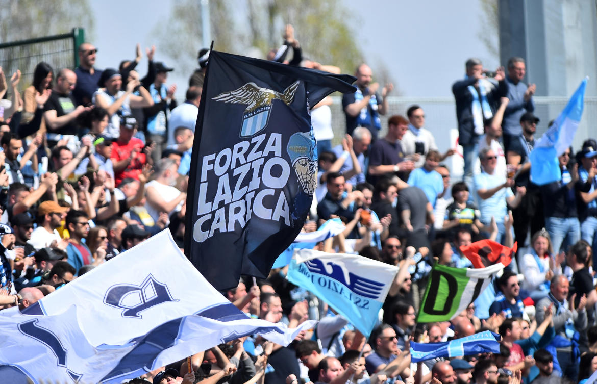 Lazio fans inside the stadium before their Serie A match against Monza at Stadio Brianteo, Monza on Apr. 2, 2023. (Reuters)