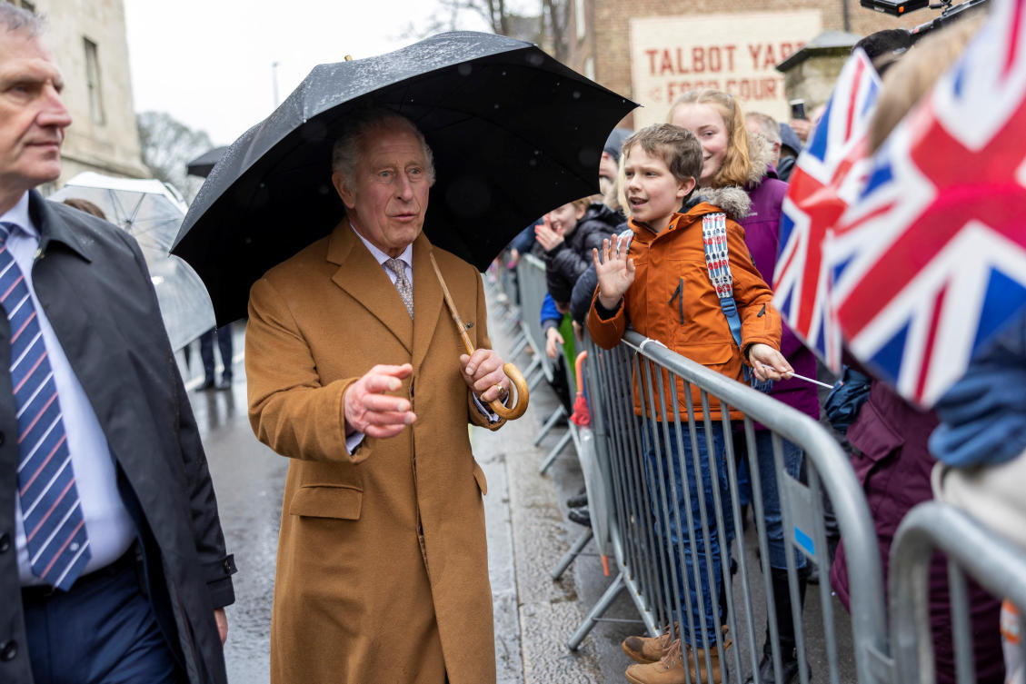 Britain’s King Charles is seen during his visit to Malton, North Yorkshire on April 5, 2023. (Reuters)
