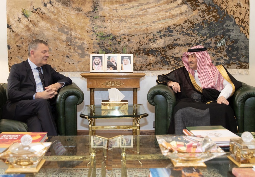 Waleed Al-Khuraiji with Philippe Lazzarini. (SPA)