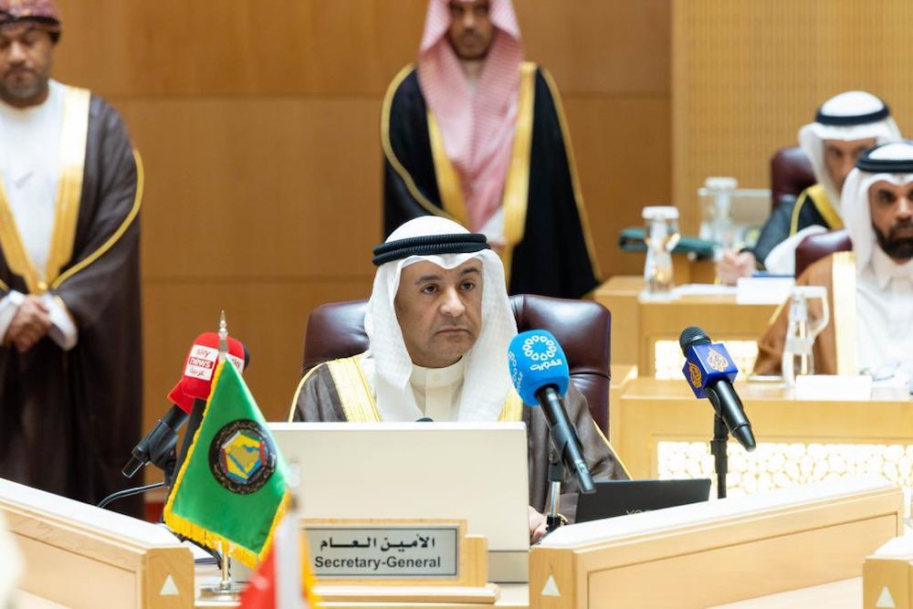 Jassem Mohamed Albudaiwi criticized the violation of the sanctity of Al-Aqsa and the lack of respect shown by Israeli forces during Ramadan. (Twitter: @GCCSG)