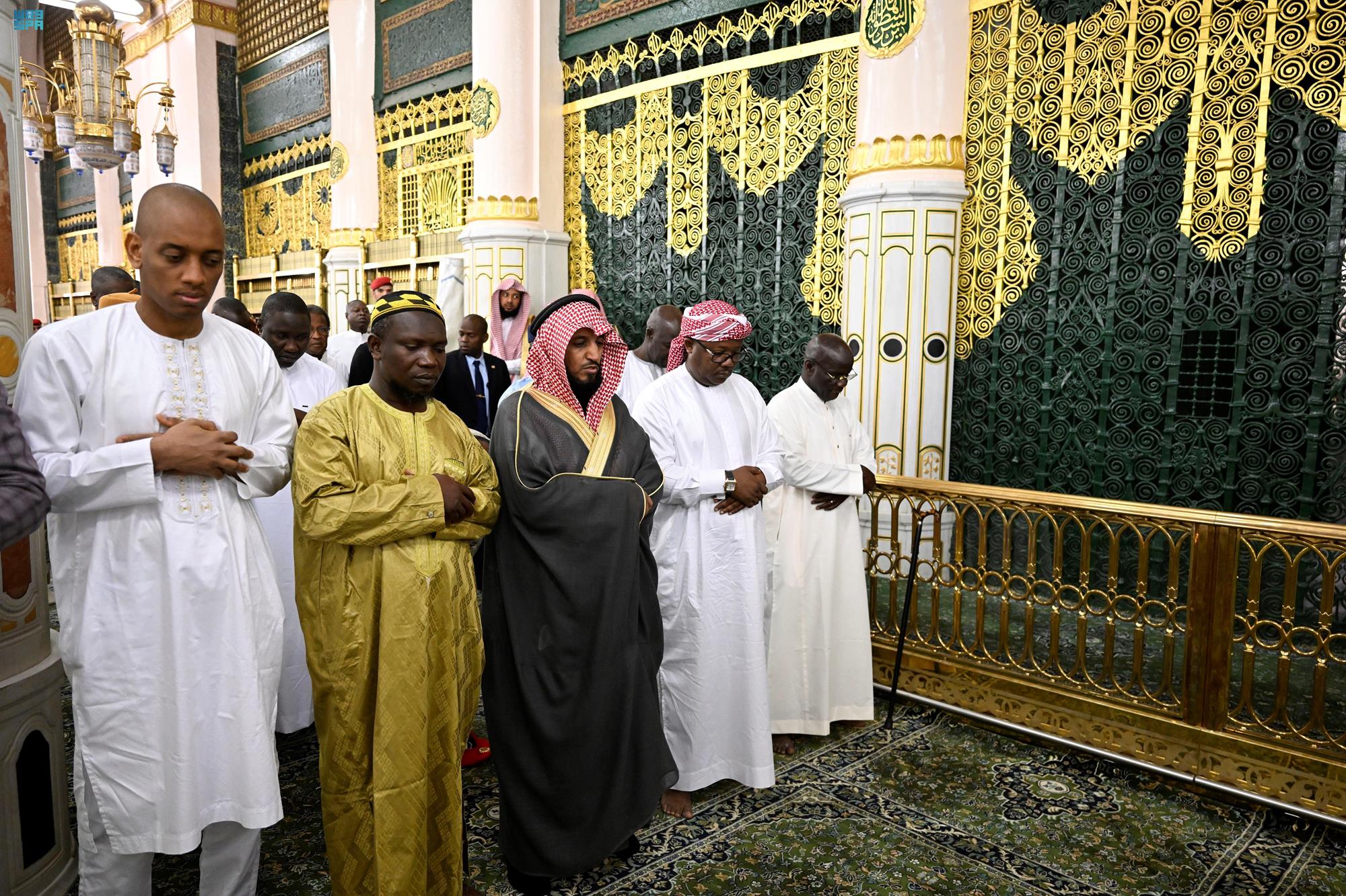 The President of Guinea-Bissau Umaro Sissoco Embalo visits the Prophet’s Mosque in Madinah. (SPA)
