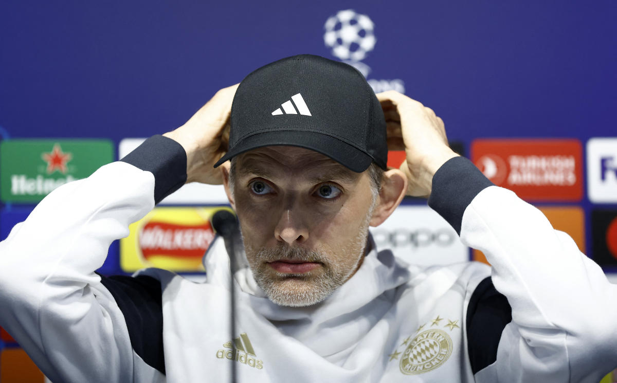 Bayern Munich coach Thomas Tuchel during a press conference before their Champions League match against Manchester City at Etihad stadium, Manchester on Apr. 10, 2023 (Reuters)