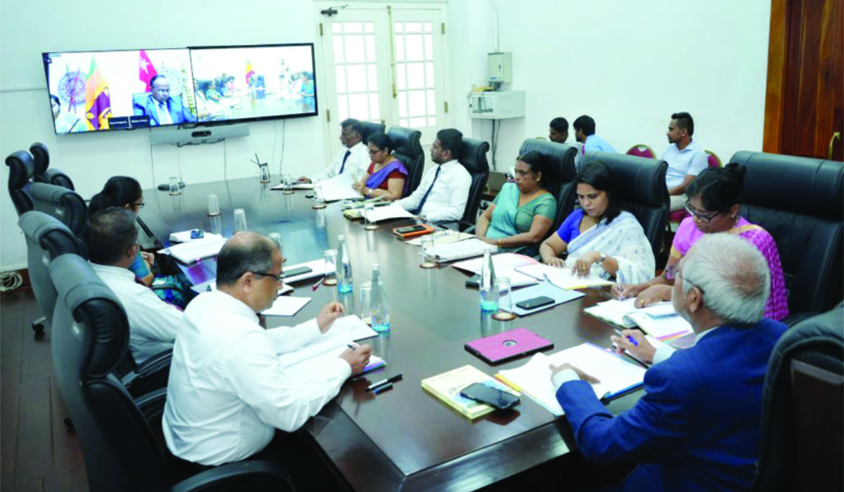 Sri Lankan and Omani officials participate in bilateral political consultations held virtually on Tuesday. (Sri Lanka Ministry of Foreign Affairs)