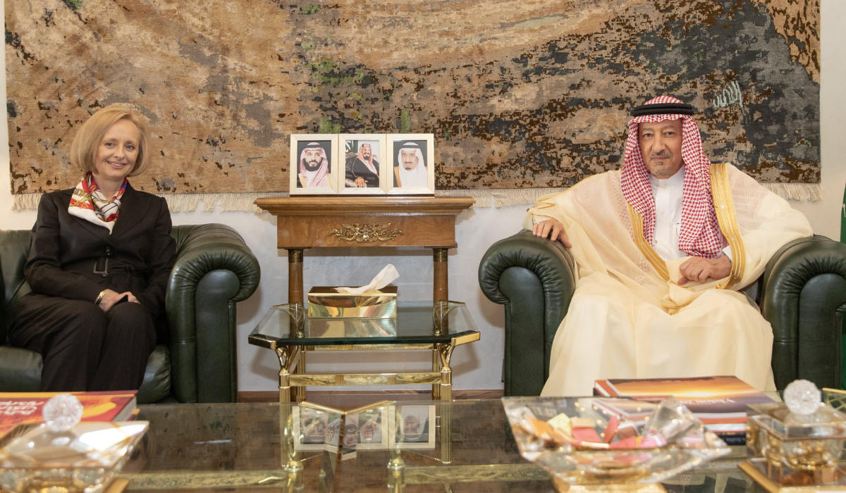 Strong visited Waleed Al-Khuraiji , Saudi Arabia’s deputy foreign minister of Foreign Affairs to bid him farewell on the occasion of the end of her term as the country’s Charge d’Affaires to the Kingdom. (Supplied)
