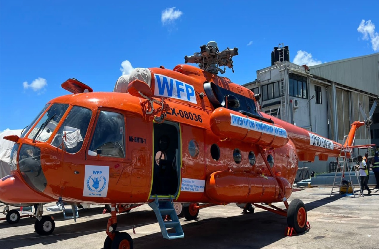 The United Nations has painted bright orange its two white helicopters providing humanitarian relief in eastern Congo in an effort to protect them from militia attacks by distinguishing them from other aircraft. (Twitter)