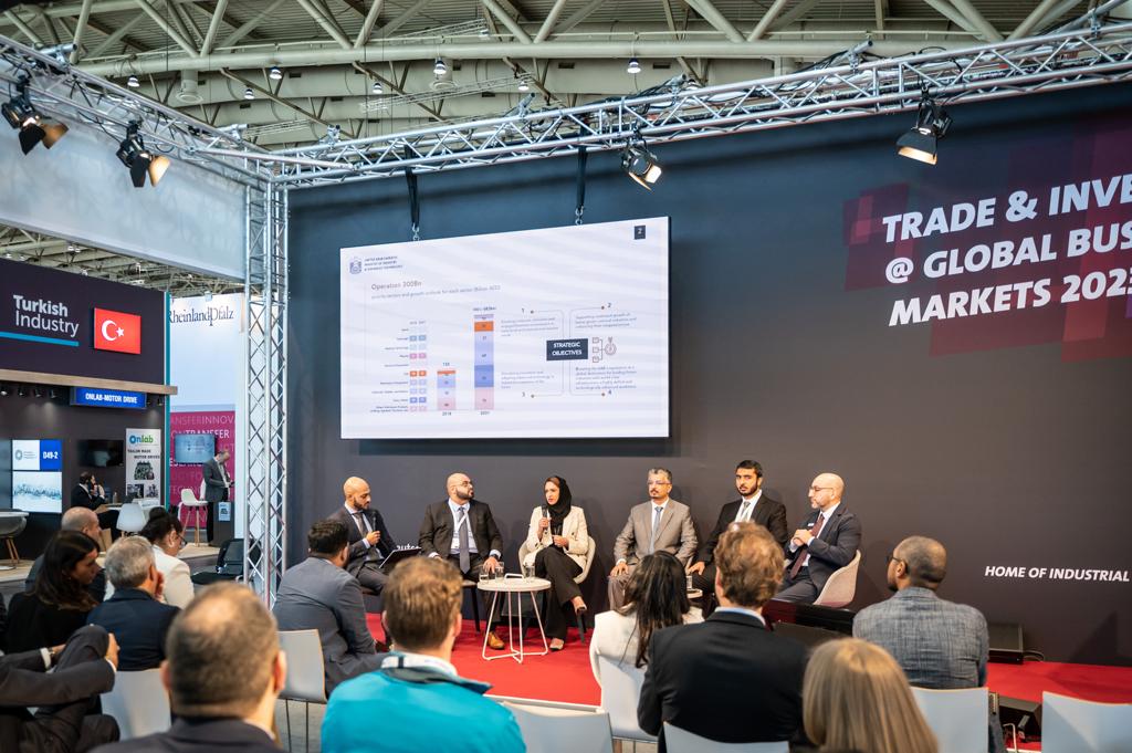 An Emirati delegation takes part in a panel discussion at at Hannover Messe. (WAM)