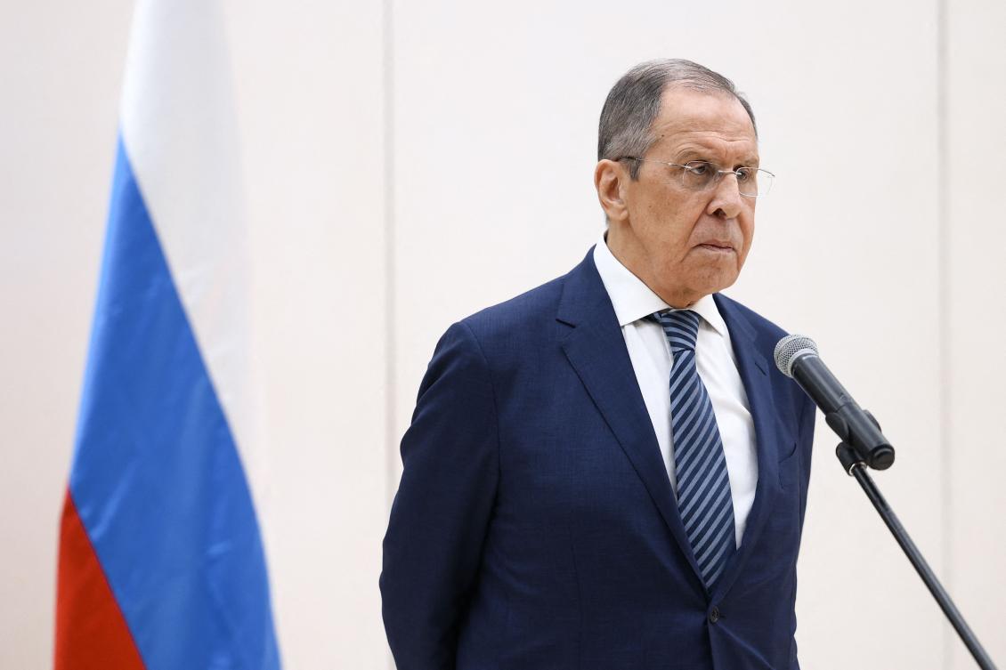Russian Foreign Minister Sergei Lavrov meets with the media in Havana on Apr. 20, 2023. (AFP)