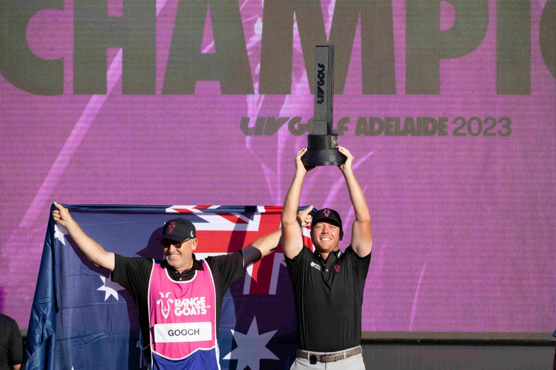 Individual champion Talor Gooch of RangeGoats GC celebrates winning the LIV Golf Adelaide. (Charles Laberge/LIV Golf)