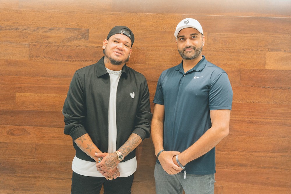 Felix Hernandez (left) with Kash Shaikh, President, CEO and Co-Owner of Baseball United